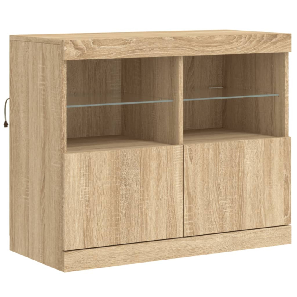 Produktbild för Skänk med LED-belysning sonoma-ek 163x37x67 cm