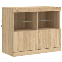 Produktbild för Skänk med LED-belysning sonoma-ek 163x37x67 cm