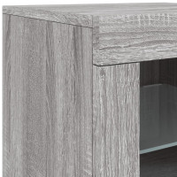 Produktbild för Skänk med LED-belysning grå sonoma 142,5x37x67 cm