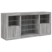 Produktbild för Skänk med LED-belysning grå sonoma 142,5x37x67 cm