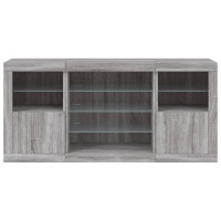 Produktbild för Skänk med LED-belysning grå sonoma 142,5x37x67 cm