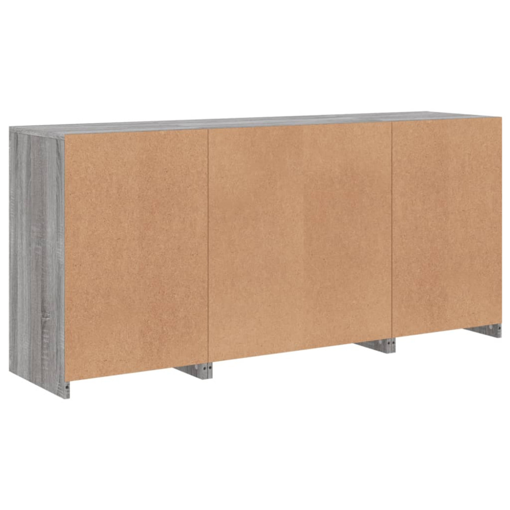 Produktbild för Skänk med LED-belysning grå sonoma 142,5x37x67 cm