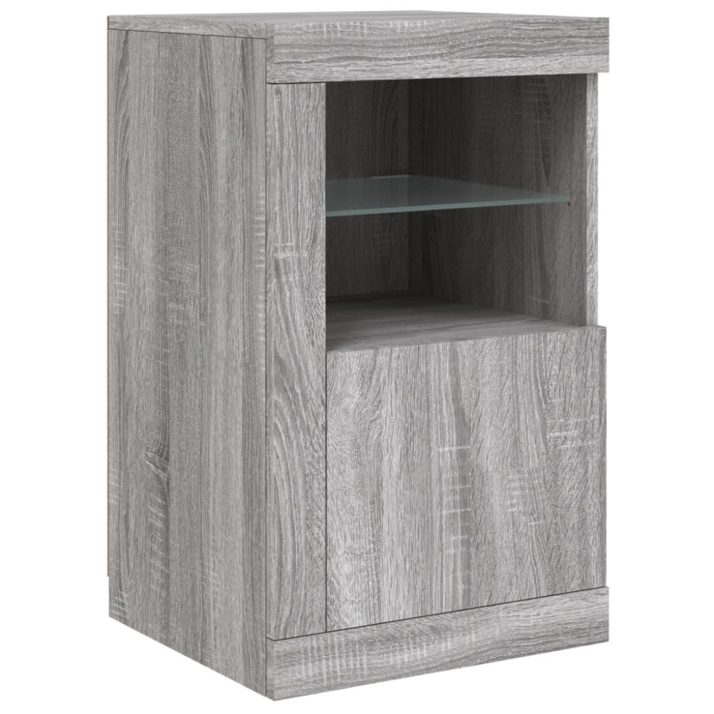 Produktbild för Skänk med LED-belysning grå sonoma 142,5x37x67 cm