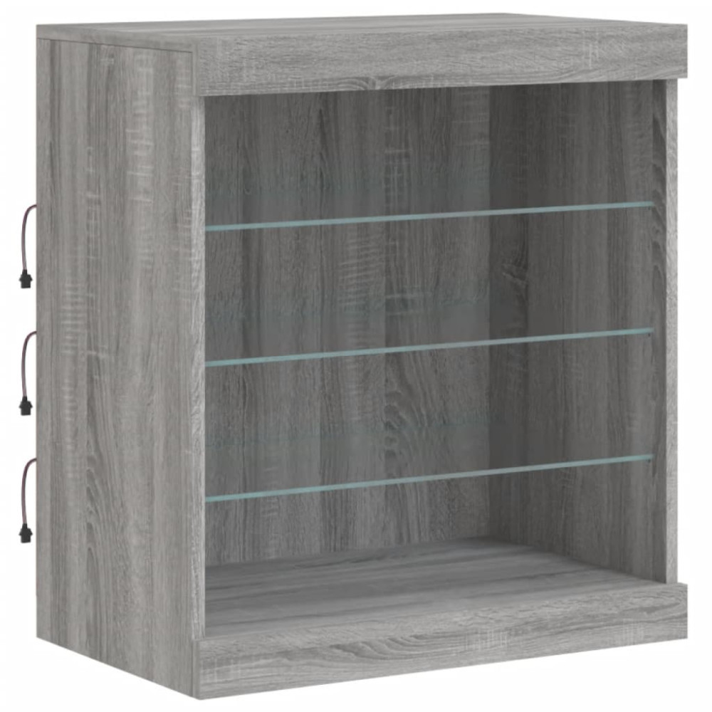 Produktbild för Skänk med LED-belysning grå sonoma 142,5x37x67 cm
