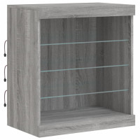Produktbild för Skänk med LED-belysning grå sonoma 142,5x37x67 cm