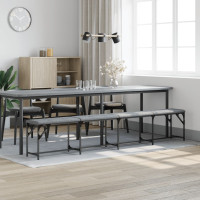 Produktbild för Matsalsbänk ljusgrå 248x32x45 cm stål och tyg