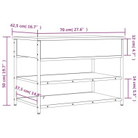 Produktbild för Skobänk rökfärgad ek 70x42,5x50 cm konstruerat trä