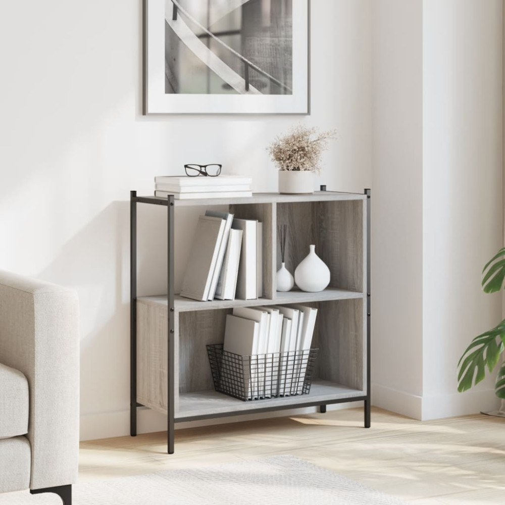 Produktbild för Bokhylla grå sonoma 72x28x77,5 cm konstruerat trä