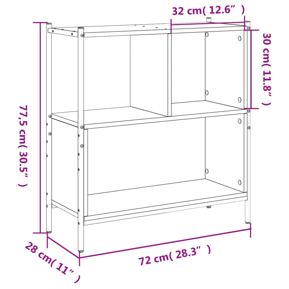 Produktbild för Bokhylla grå sonoma 72x28x77,5 cm konstruerat trä
