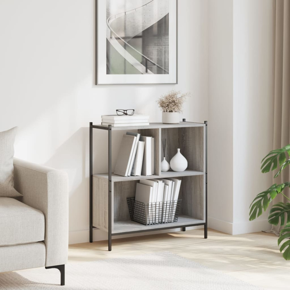Produktbild för Bokhylla grå sonoma 72x28x77,5 cm konstruerat trä