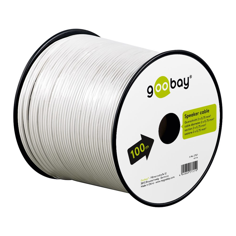 Produktbild för Goobay 27521 ljudkabel 100 m Vit