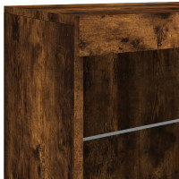 Produktbild för Skänk med LED-belysning rökfärgad ek 142,5x37x67 cm