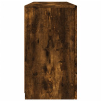 Produktbild för Skänk med LED-belysning rökfärgad ek 142,5x37x67 cm