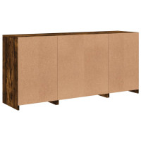 Produktbild för Skänk med LED-belysning rökfärgad ek 142,5x37x67 cm