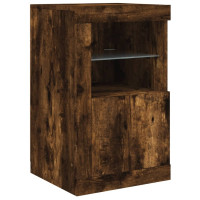 Produktbild för Skänk med LED-belysning rökfärgad ek 142,5x37x67 cm