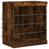 Produktbild för Skänk med LED-belysning rökfärgad ek 142,5x37x67 cm