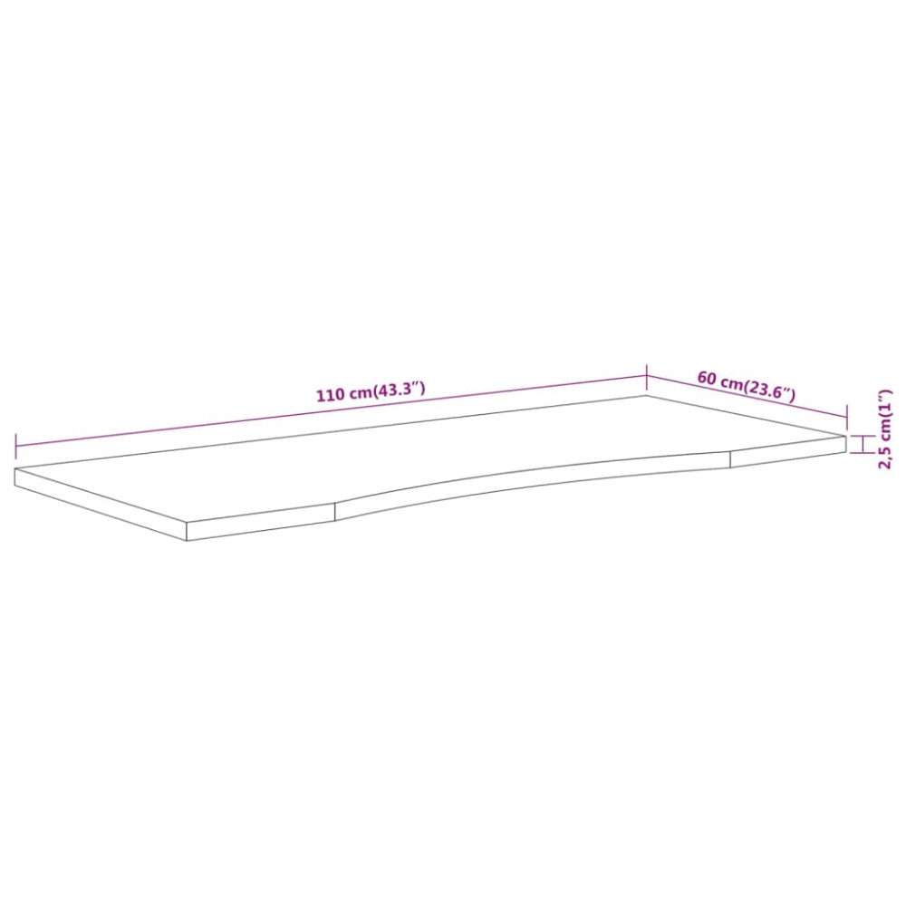 Produktbild för Bordsskiva 110x60x2,5 cm rektangulär massiv akacia