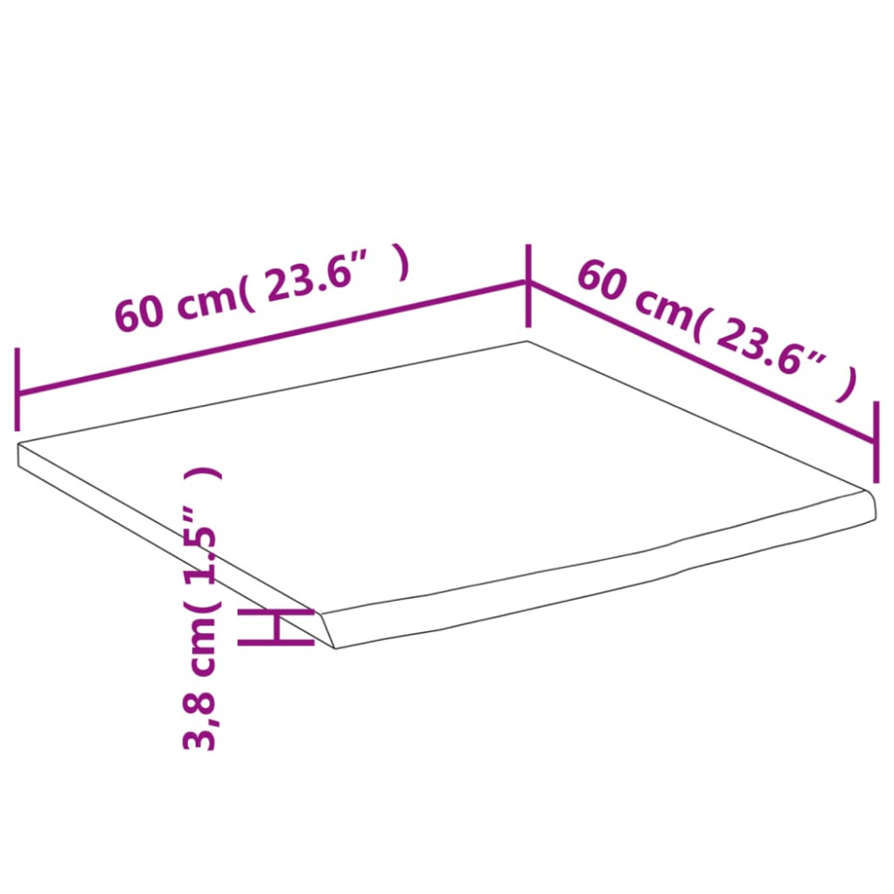 Produktbild för Bänkskiva för badrum 60x60x3,8 cm fyrkantig massiv akacia
