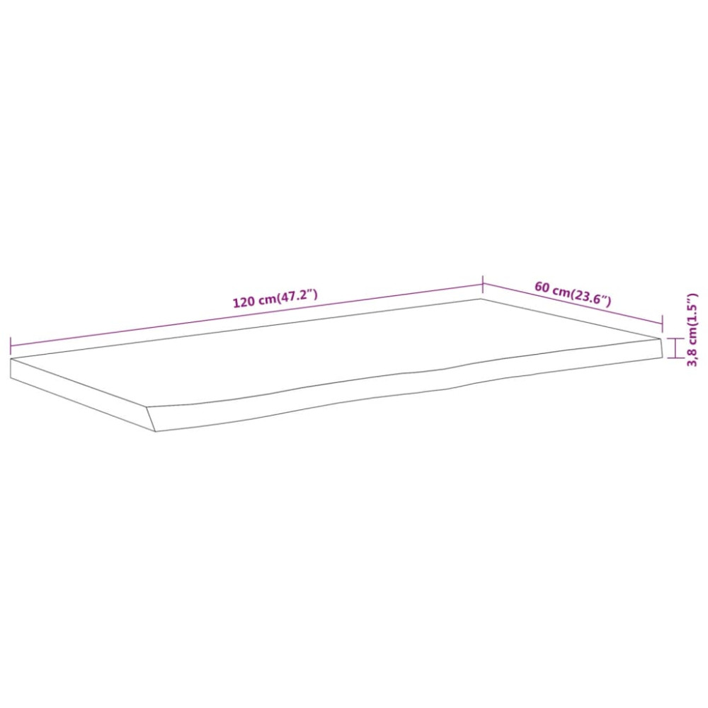 Produktbild för Bänkskiva för badrum 120x60x3,8 cm rektangulär massiv akacia