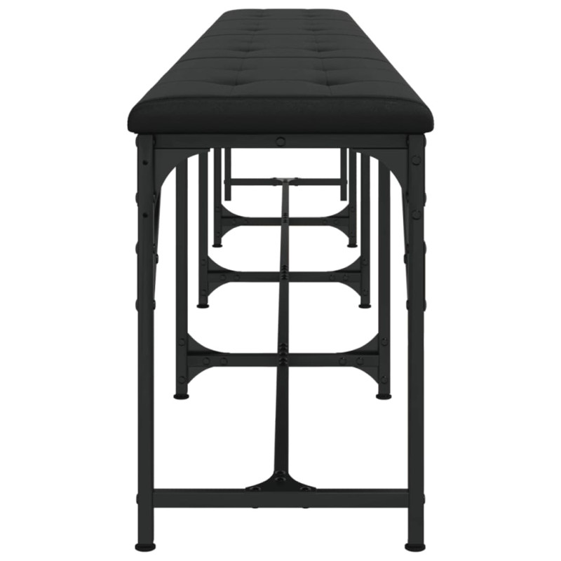 Produktbild för Matsalsbänk svart 248x32x45 cm stål och konstläder