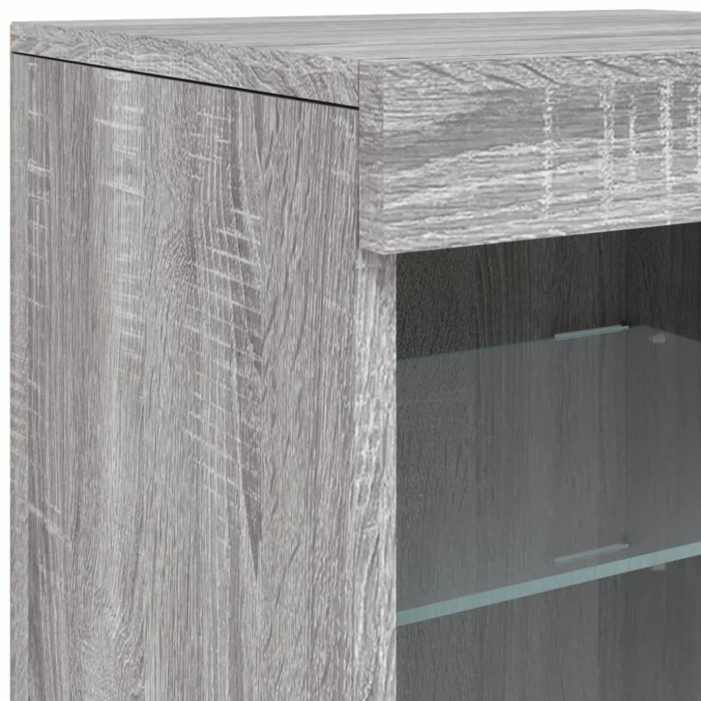 Produktbild för Skänk med LED-belysning grå sonoma 123x37x67 cm