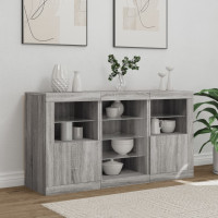 Produktbild för Skänk med LED-belysning grå sonoma 123x37x67 cm