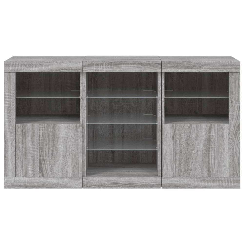 Produktbild för Skänk med LED-belysning grå sonoma 123x37x67 cm