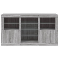 Produktbild för Skänk med LED-belysning grå sonoma 123x37x67 cm