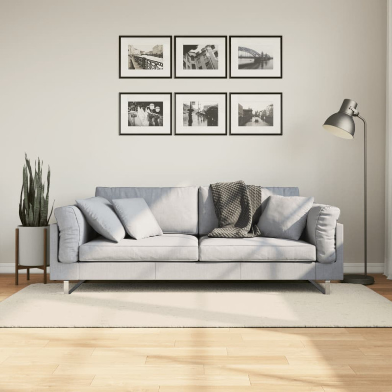 Produktbild för Matta ISTAN långluggad glansig gräddvit 100x200 cm