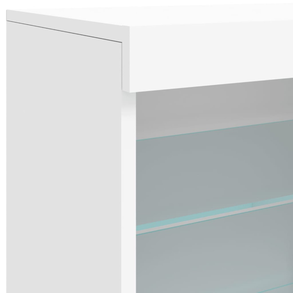 Produktbild för Skänk med LED-belysning vit 142,5x37x67 cm