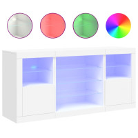 Produktbild för Skänk med LED-belysning vit 142,5x37x67 cm