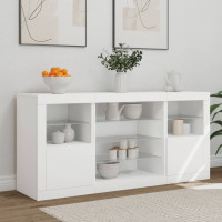 Produktbild för Skänk med LED-belysning vit 142,5x37x67 cm