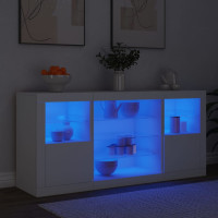 Produktbild för Skänk med LED-belysning vit 142,5x37x67 cm