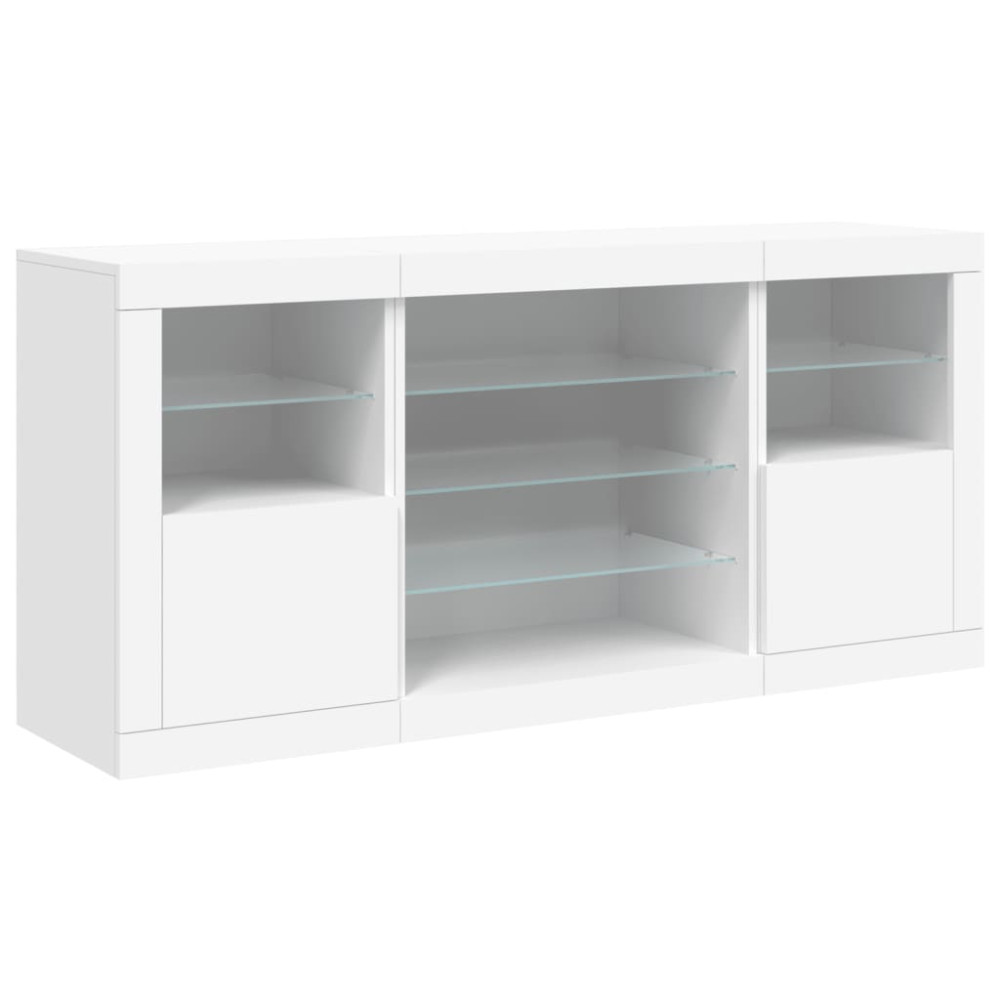 Produktbild för Skänk med LED-belysning vit 142,5x37x67 cm