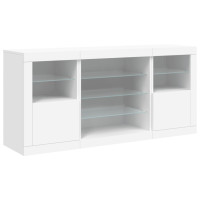 Produktbild för Skänk med LED-belysning vit 142,5x37x67 cm