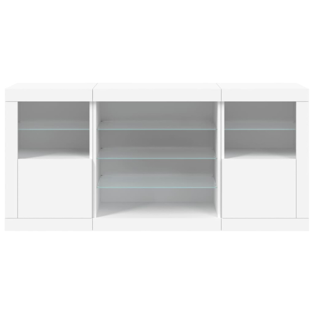 Produktbild för Skänk med LED-belysning vit 142,5x37x67 cm