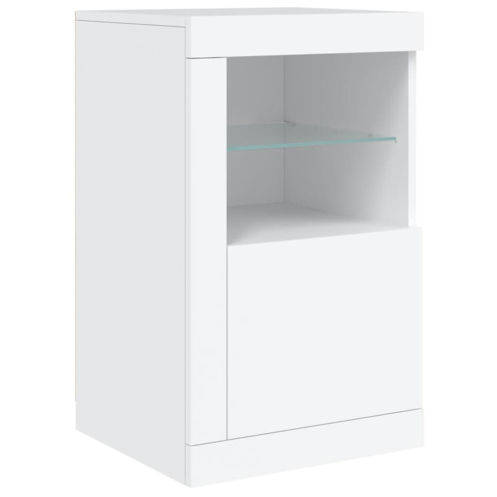 Produktbild för Skänk med LED-belysning vit 142,5x37x67 cm