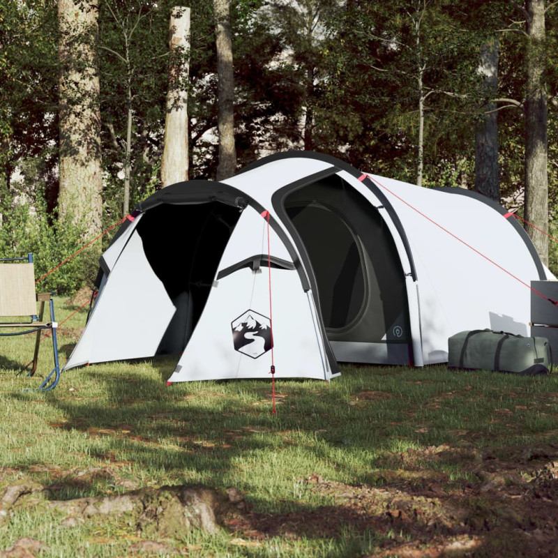 Produktbild för Campingtält 3 personer vit mörkläggningstyg vattentätt