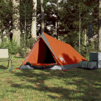 Miniatyr av produktbild för Campingtält 2 personer grå och orange vattentätt