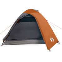 Produktbild för Campingtält 2 Personer grå & orange 264x210x125 cm 185T taft