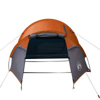 Produktbild för Campingtält tunnel 3 personer grå och orange vattentätt