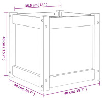 Produktbild för Odlingslåda vaxbrun 40x40x40 cm vit massiv furu