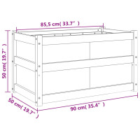 Produktbild för Odlingslåda vaxbrun 90x50x50 cm vit massiv furu