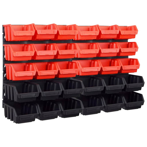 vidaXL Sortimentlådsats med väggpaneler 32 delar röd och svart