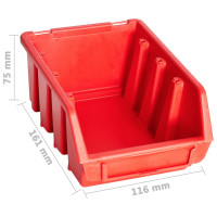 Produktbild för Sortimentlådsats med väggpaneler 29 delar röd och svart