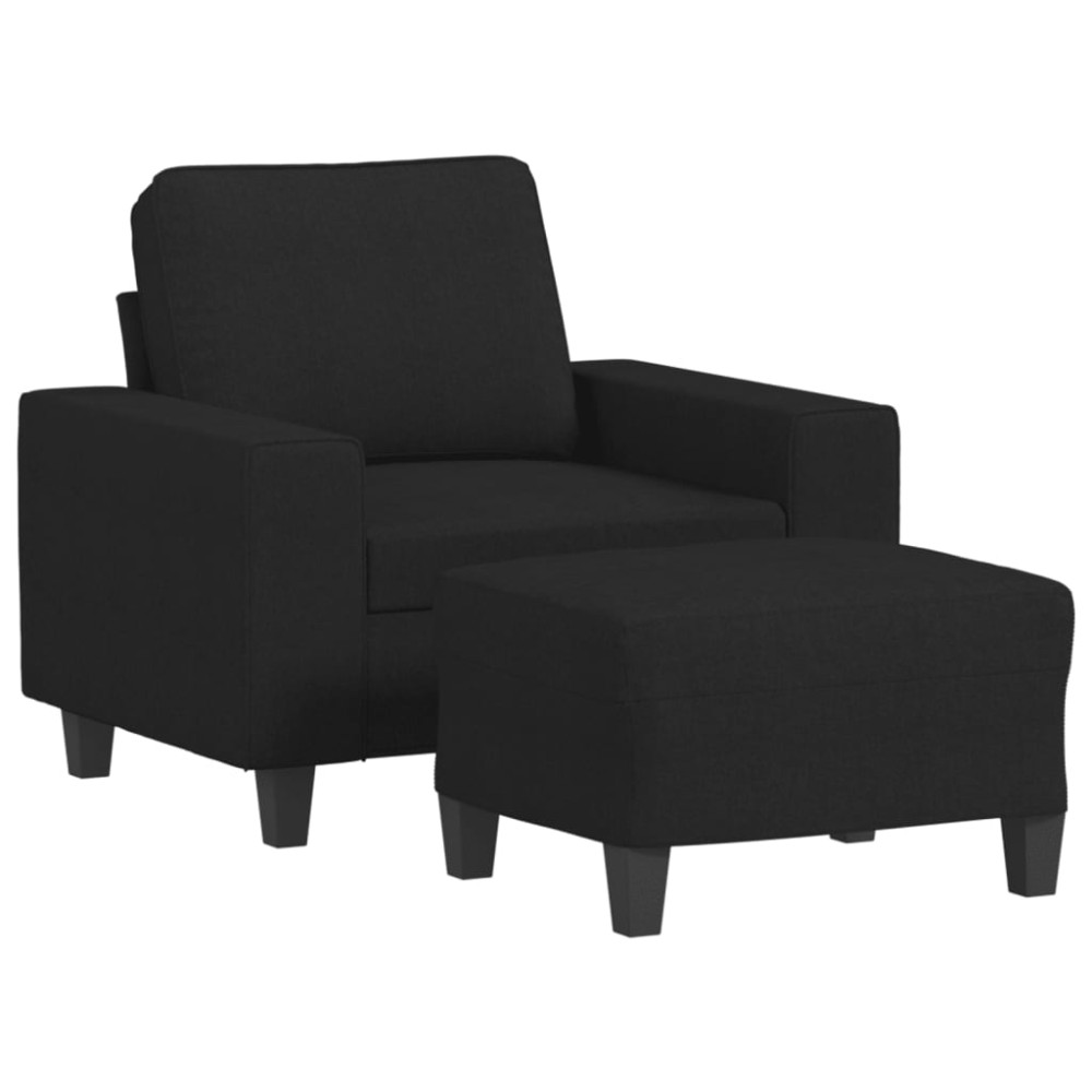 Produktbild för Fåtölj med fotpall Svart 60 cm tyg