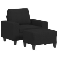 Produktbild för Fåtölj med fotpall Svart 60 cm tyg