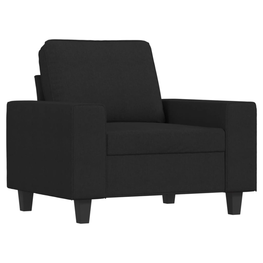 Produktbild för Fåtölj med fotpall Svart 60 cm tyg