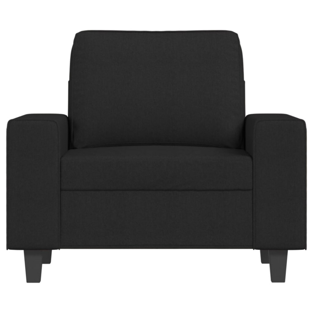 Produktbild för Fåtölj med fotpall Svart 60 cm tyg