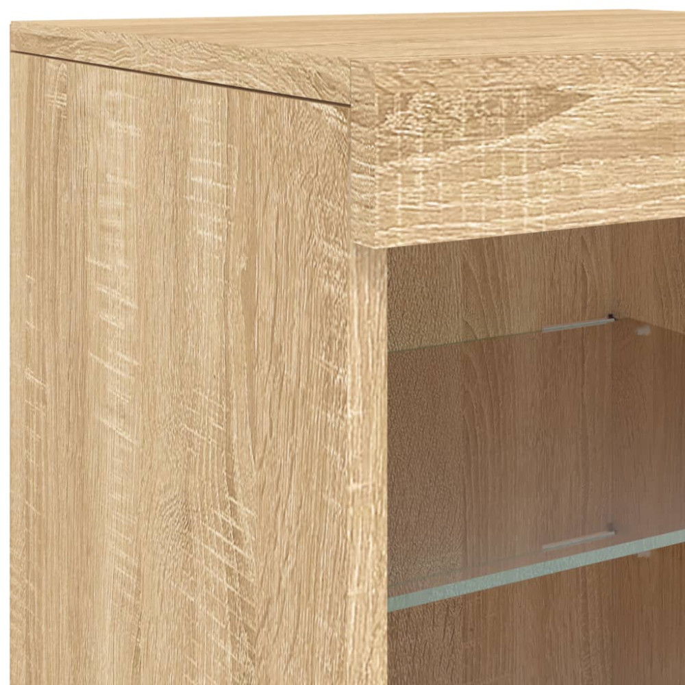 Produktbild för Skänk med LED-belysning sonoma-ek 162x37x67 cm